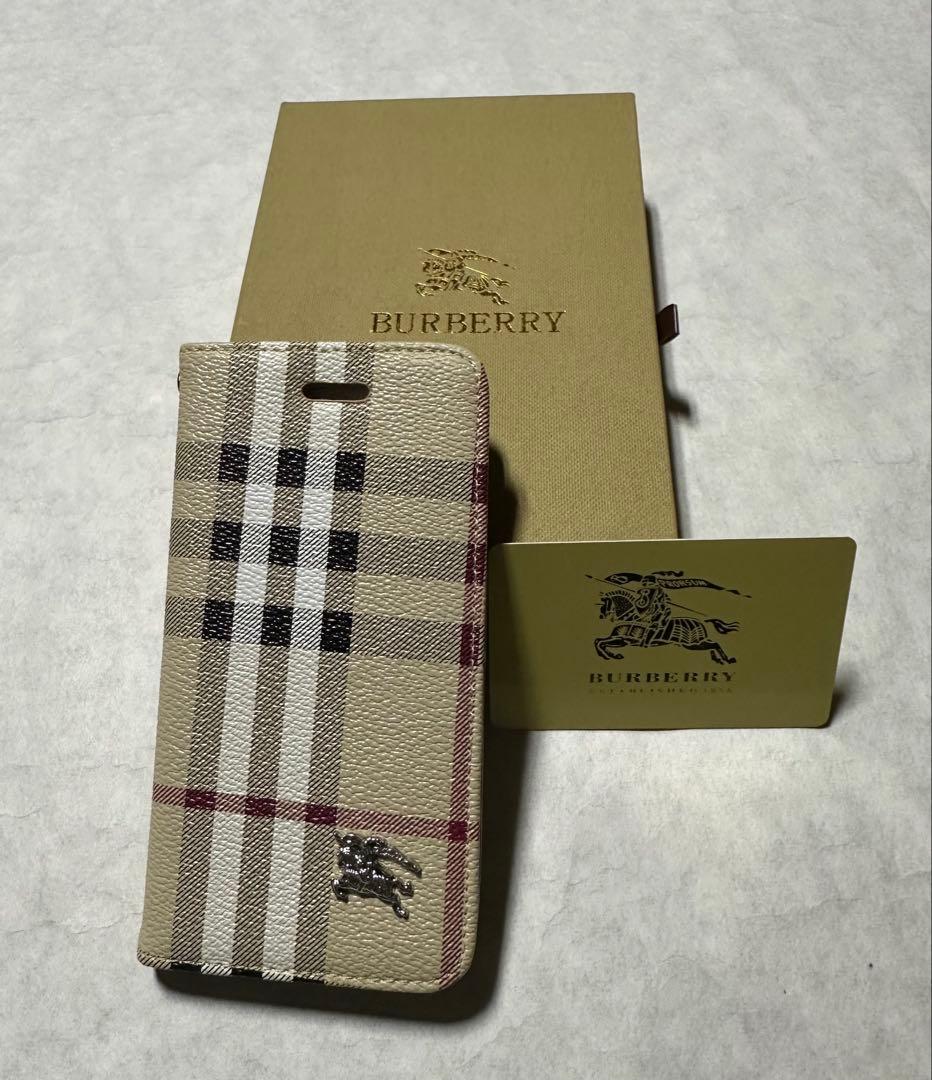 美品 Burberry バーバリー チェック柄手帳型スマホケース 6G 6S