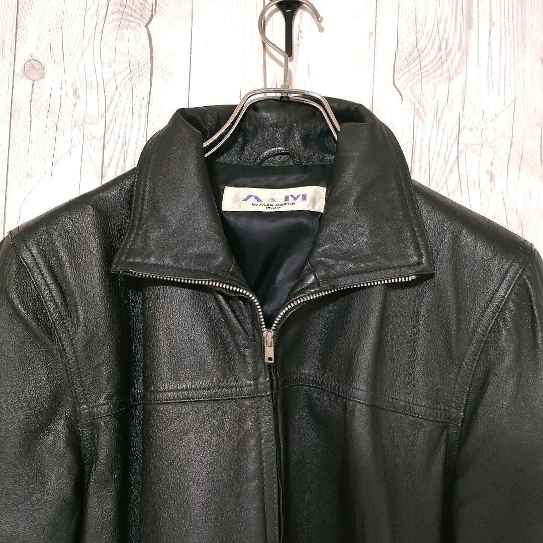 ヴィンテージ レザージャケット シングル ライダース 本革 豚革 ブラック L