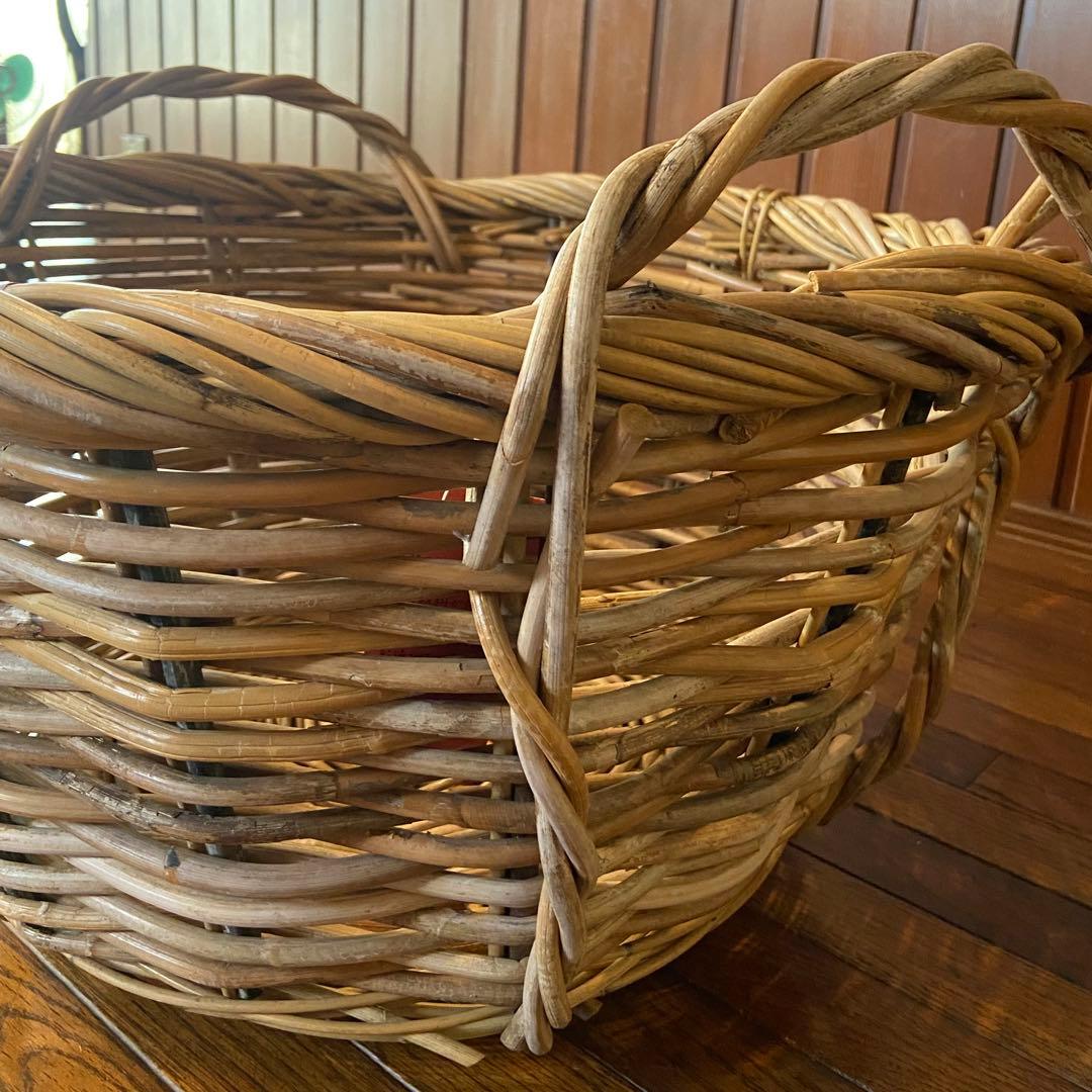 フランス アンティーク　籐籠　ラタン バスケット　アルデンヌ製　パニエ　大型