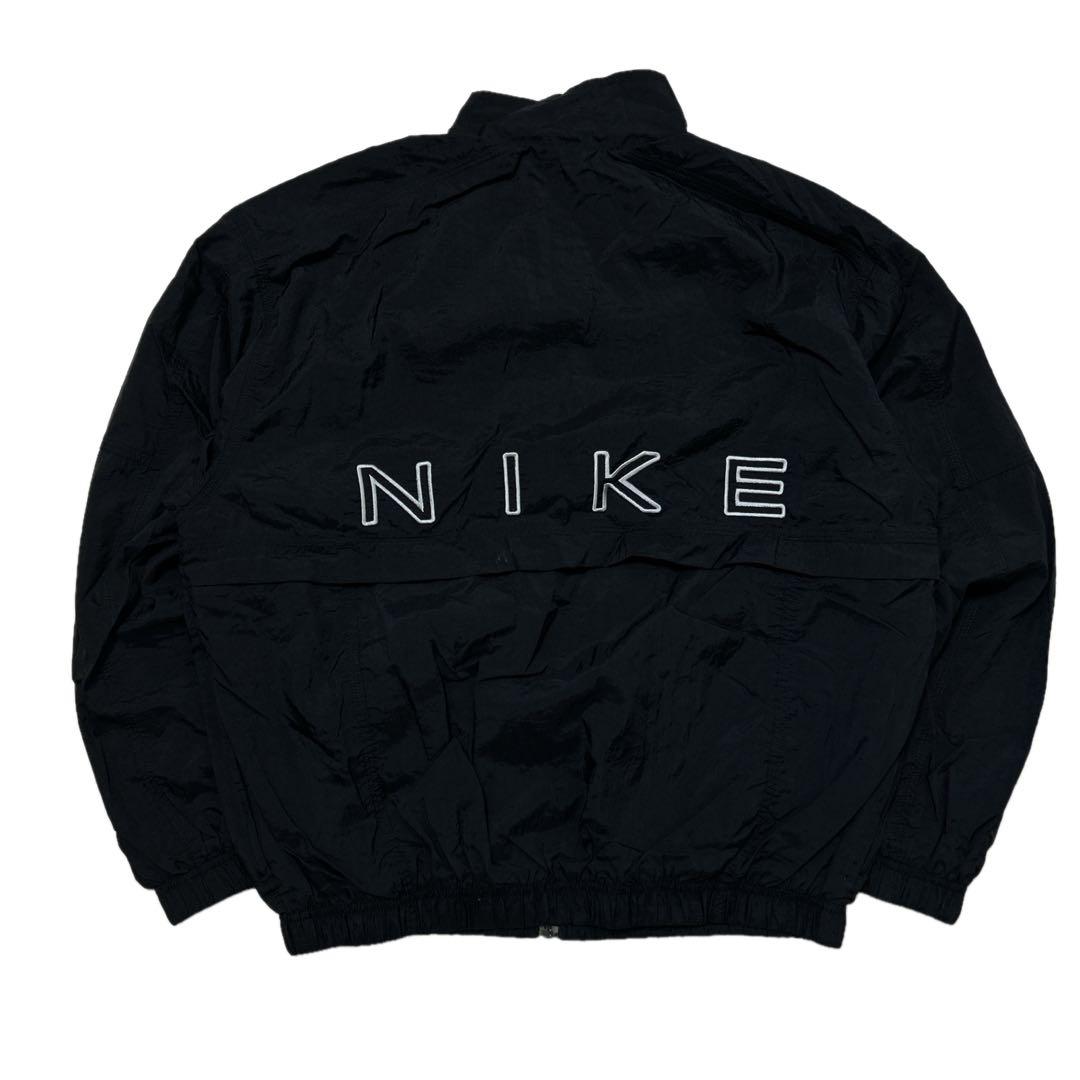 90s NIKE ナイキ ナイロンジャケット トラックジャケット 黒 M 銀タグ