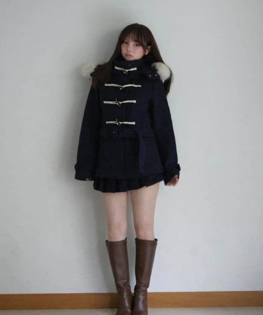 ジャケット・アウター Nicole fur belt jacket NAVY