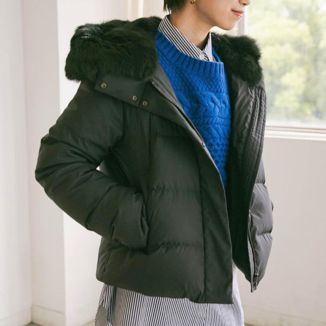 美品✨アーバンリサーチ　ラビットフードストレッチショートダウン　ブラック　人気