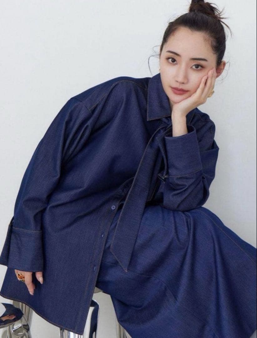 【美品】 ラグナムーン　柳橋唯コラボ　ワイドスリーブタイネック シャツ