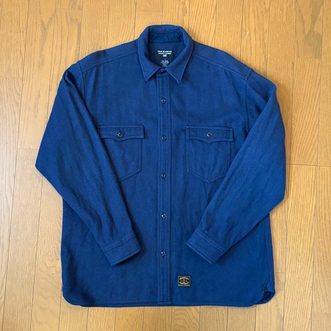ラルフローレンPOLO JEANS COMPANYウールシャツ Lネイビー