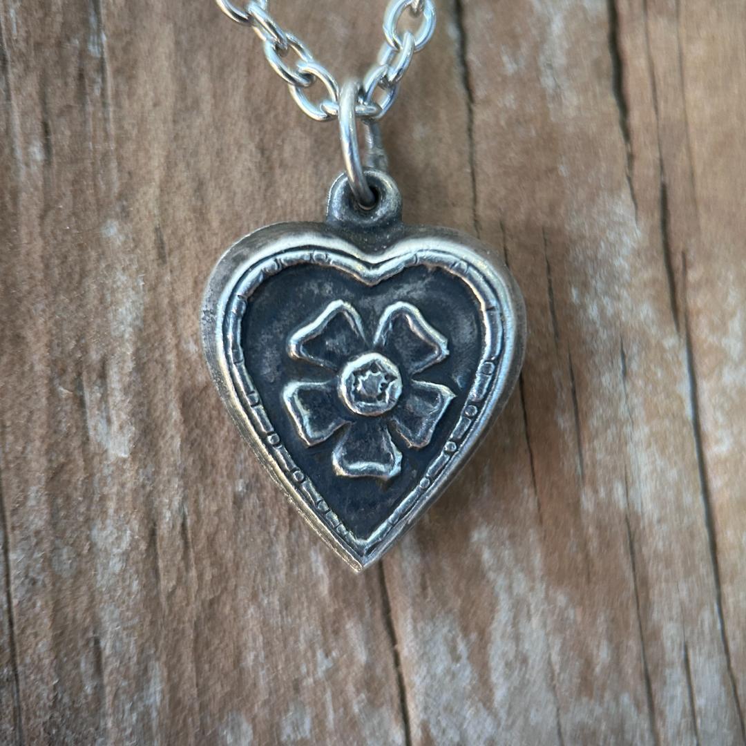 スウィートハートジュエリー　40s WW2　シルバー　勿忘草の花