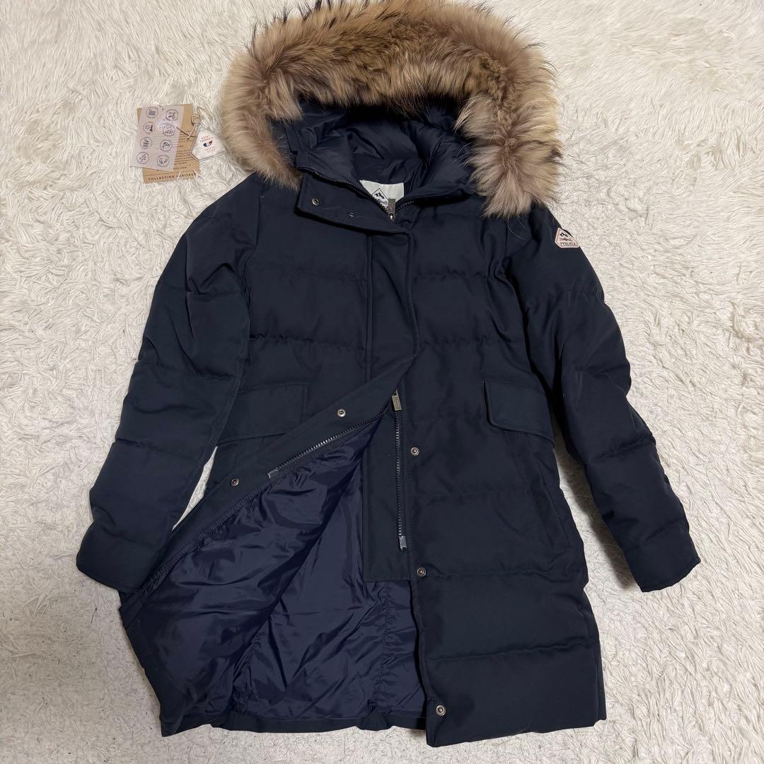 近年極美品　ピレネックス　グルノーブル　ダウンコート　ファー着脱可能　ネイビー