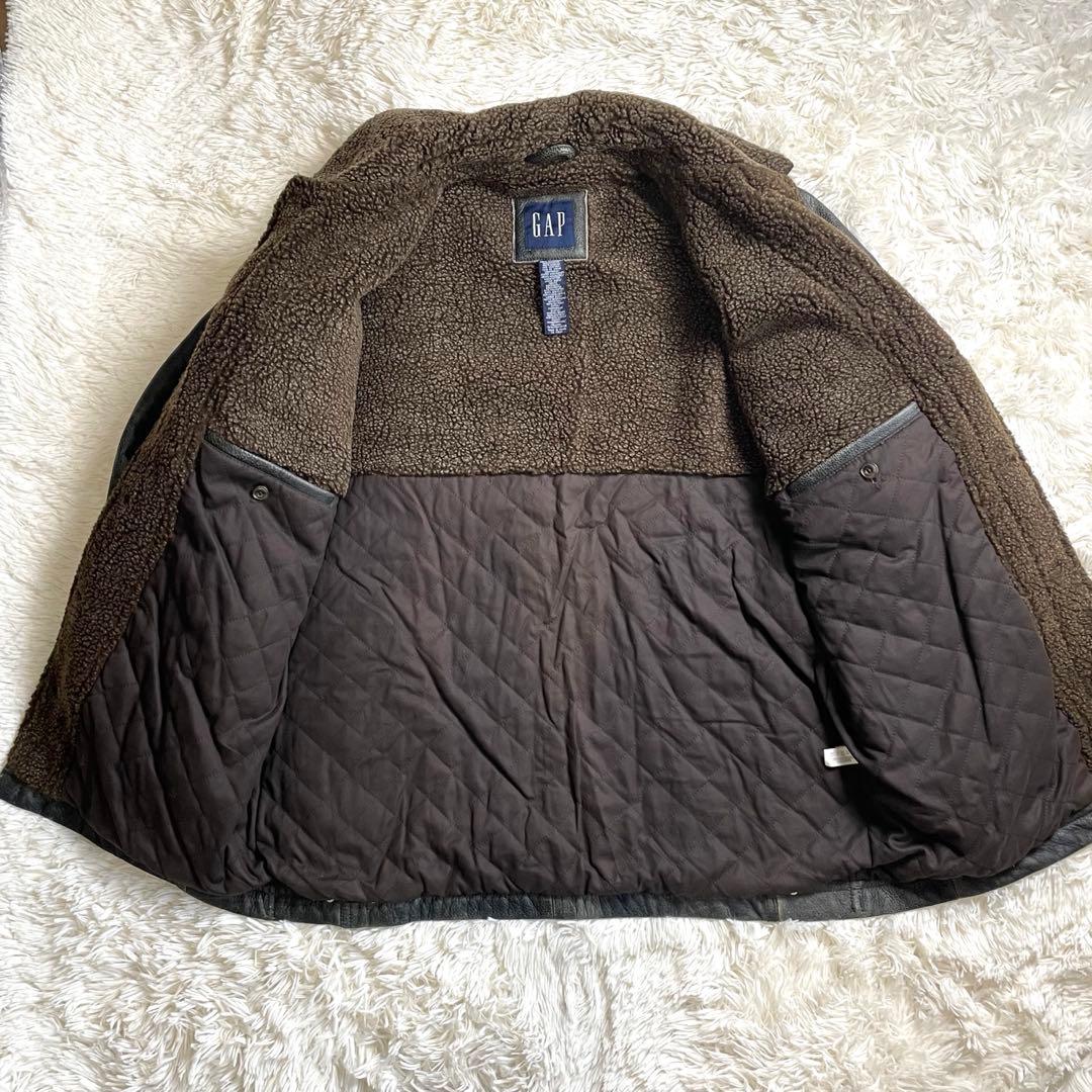希少 old gap 襟ボア レザー ジャケット Ｌ相当　カーコート フェード