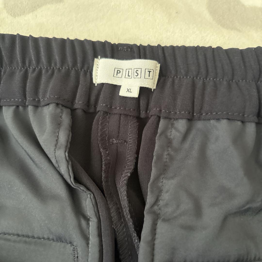 プラステ　パンツスーツ　大きいサイズ　ネイビー　ノーカラー　セットアップ