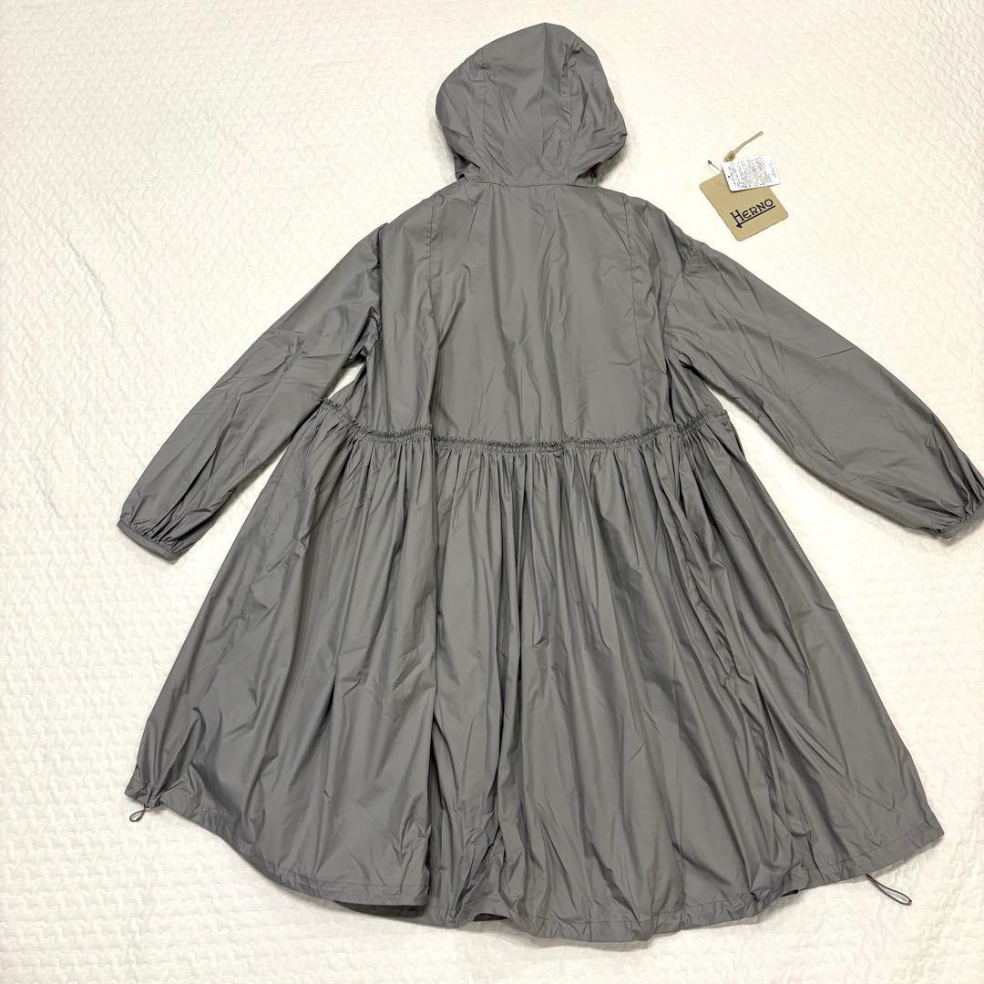 ☆新品☆HERNO テクノタフタ ギャザーモッズコート 38 GY