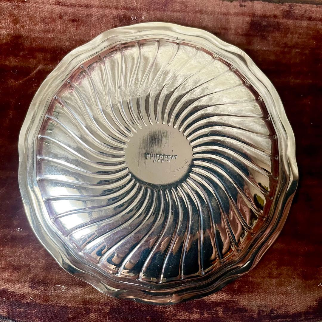 ピュイフォルカ　花リムシルバープレート　純銀　フランスアンティーク