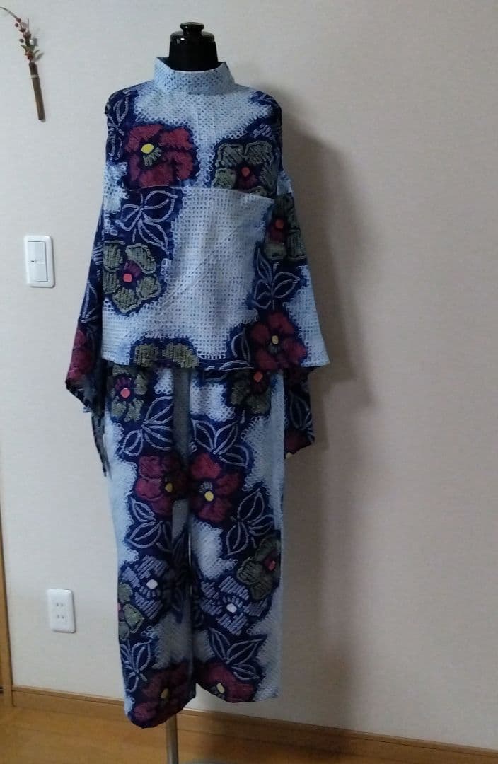 有松絞りリメイク　ワンピース　セットアップ上下