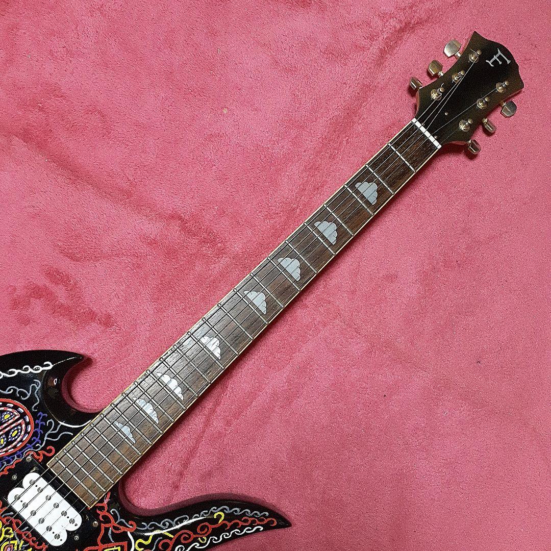 【良・美・レア品】紅炎ペイント。hideモデル。モッキンバードエレキギター。