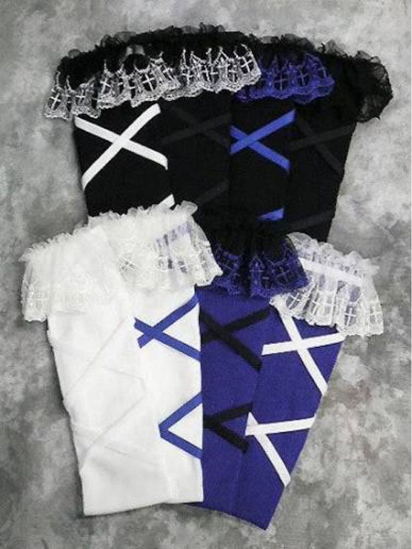 クロスアーチレースリボンオーバーニーソックス【Moi-meme-Moitie】