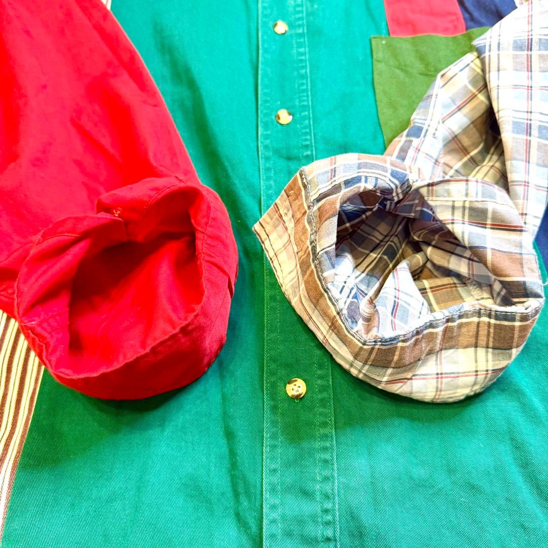 【希少】Ralph Lauren ポロベア刺繍 マルチカラー パッチワーク XL