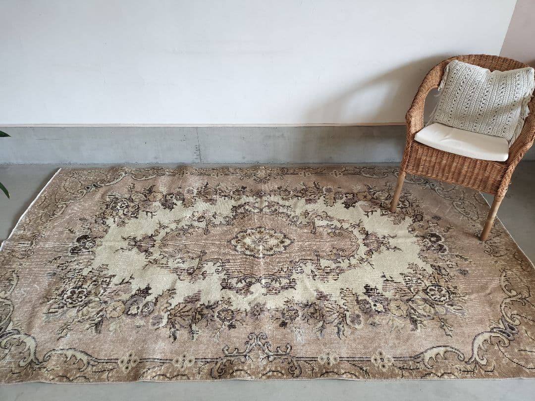 大判/カフェオレとミルクティー ヴィンテージラグ　石田ゆり子さんNo.692