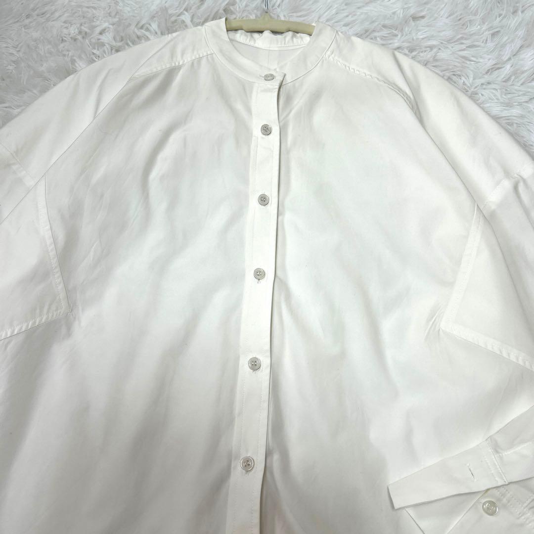 美品 MACCHATスタンドカラー オーバーサイズシャツ ホワイト