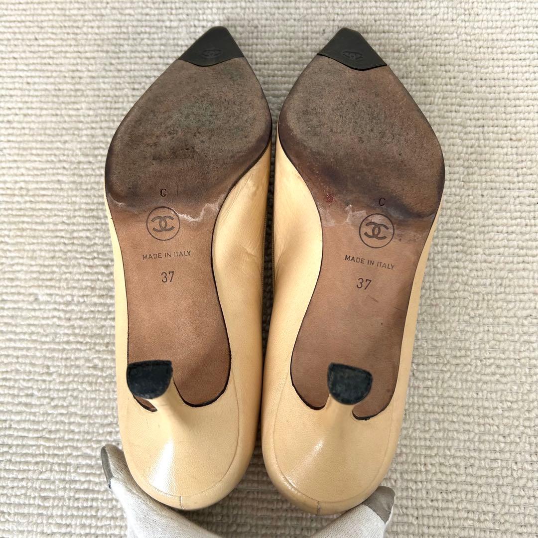 CHANEL シャネル パンプス ココマーク バイカラー 24cm 37