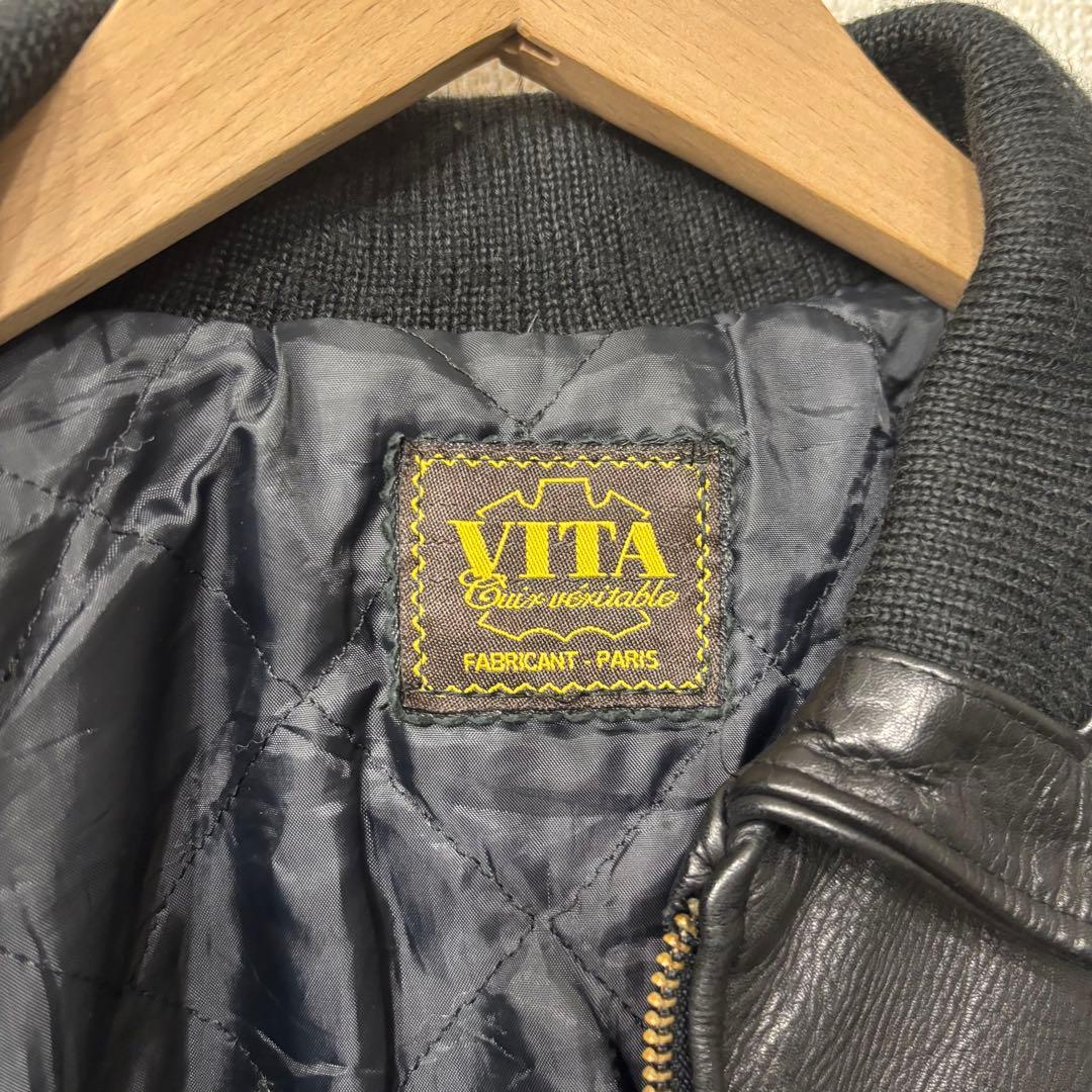 アメリカ古着　レザージャケット　キルティング　本革　L相当 3575