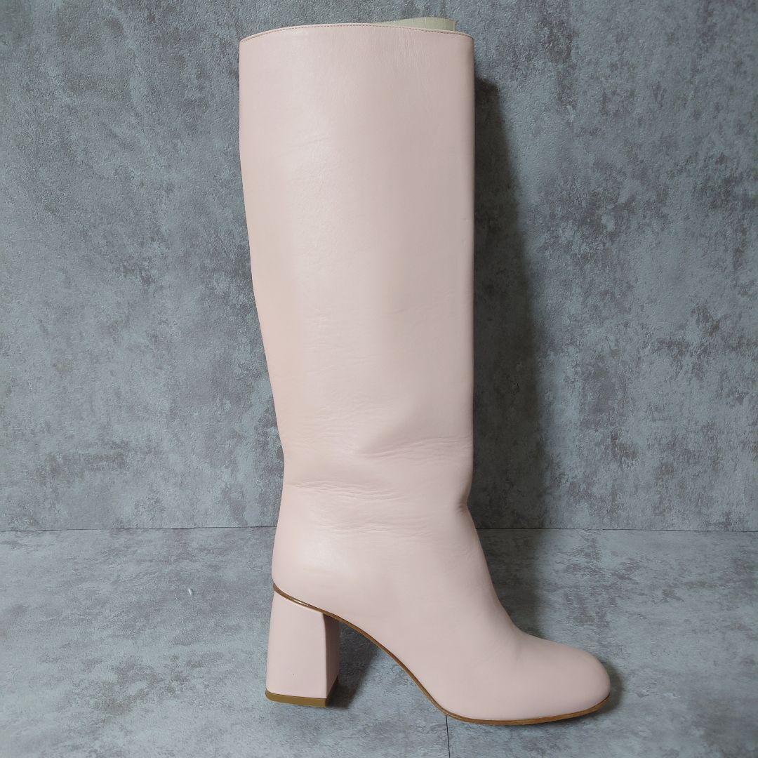 希少良品　レッドヴァレンティノ　ロングブーツ37　ピンクベージュ　太ヒール