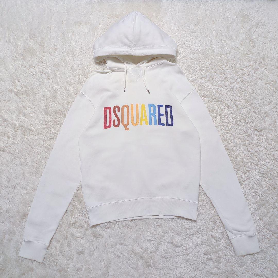 【人気モデル・良品】ディースクエアード☆パーカー プルオーバー 白×マルチカラー