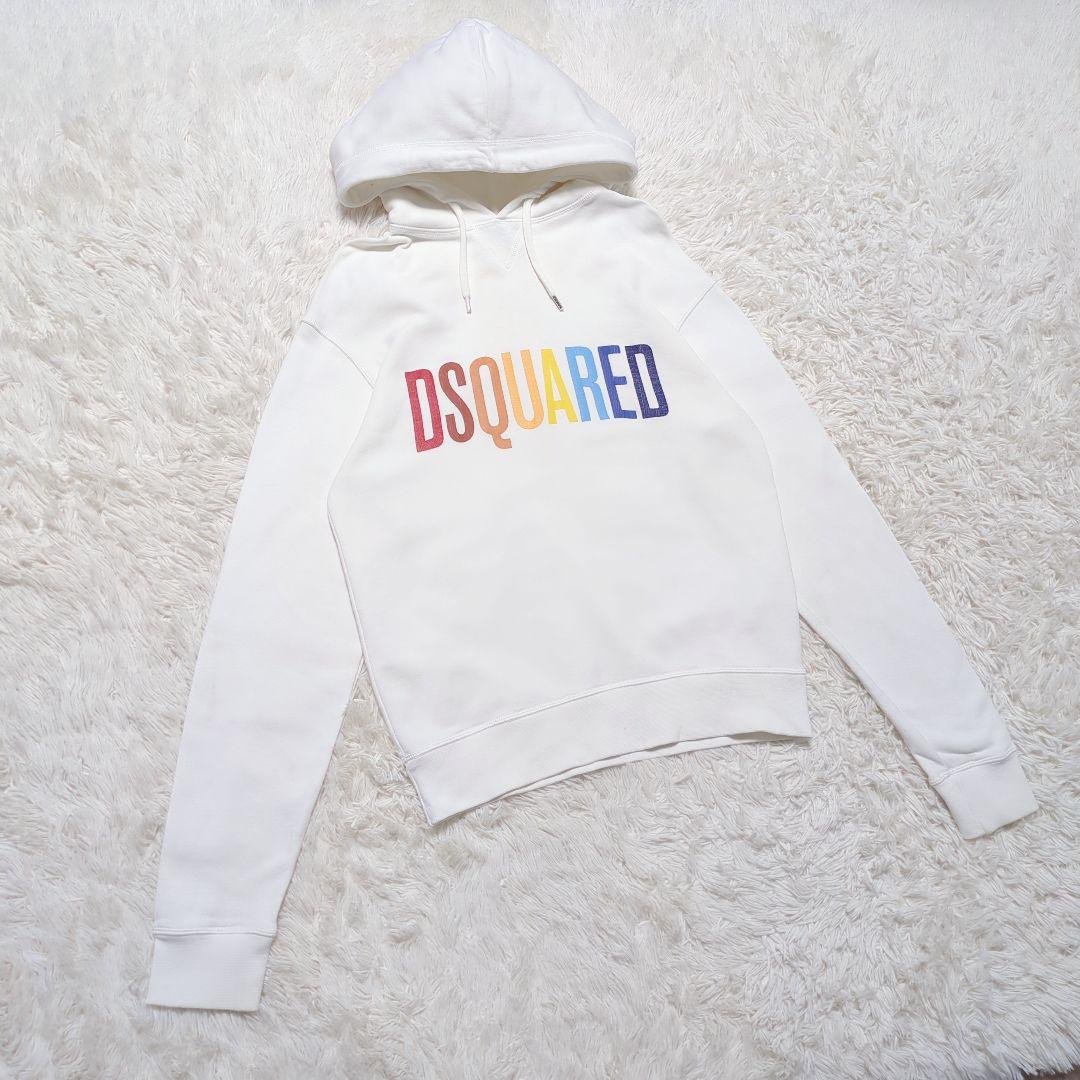【人気モデル・良品】ディースクエアード☆パーカー プルオーバー 白×マルチカラー