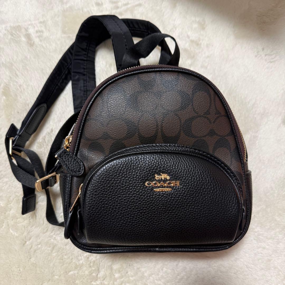 1月売り切りCOACH ブラックレザーリュック バックパック