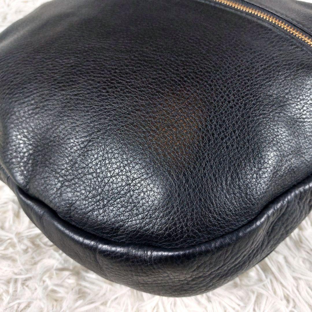 極美品 CLEDRAN シボ革 オールレザーバイカラー ショルダーボディバッグ