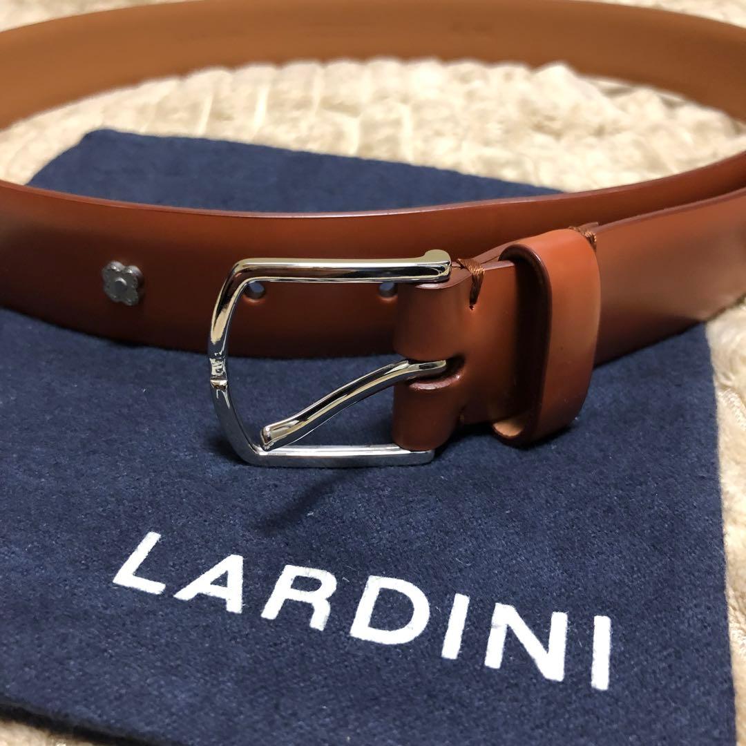 ラルディーニLARDINI本革レザーベルト フラワーピン付/ブラウン85cm