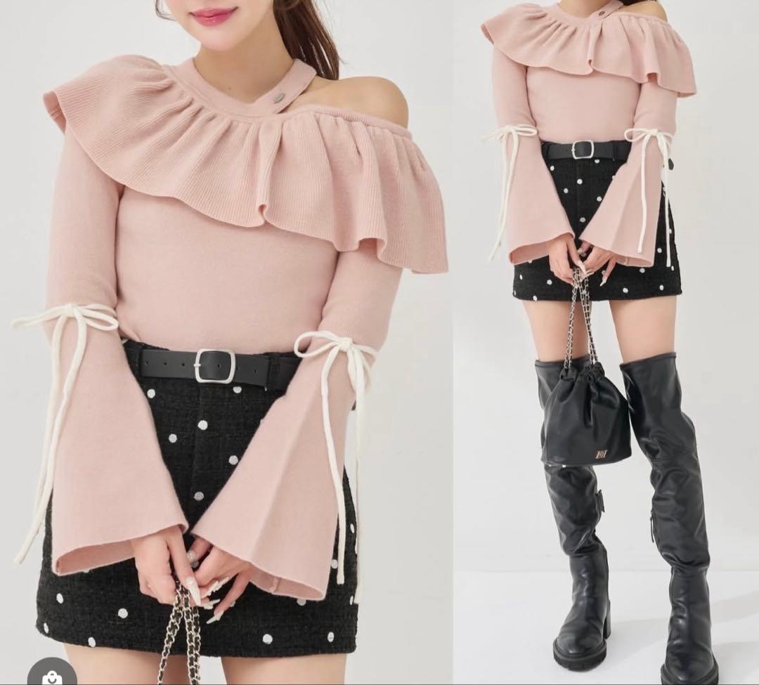 ダーリッチ Darich ベルスリーブフリルニットトップス