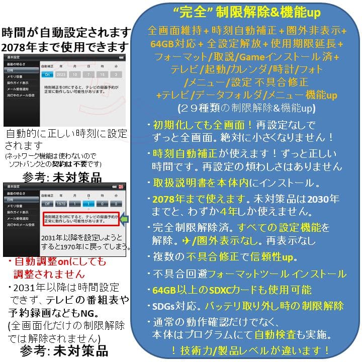 未使用‼️ 防水ポータブルテレビ フルセグ ソフトバンク 202HW 全画面 黒
