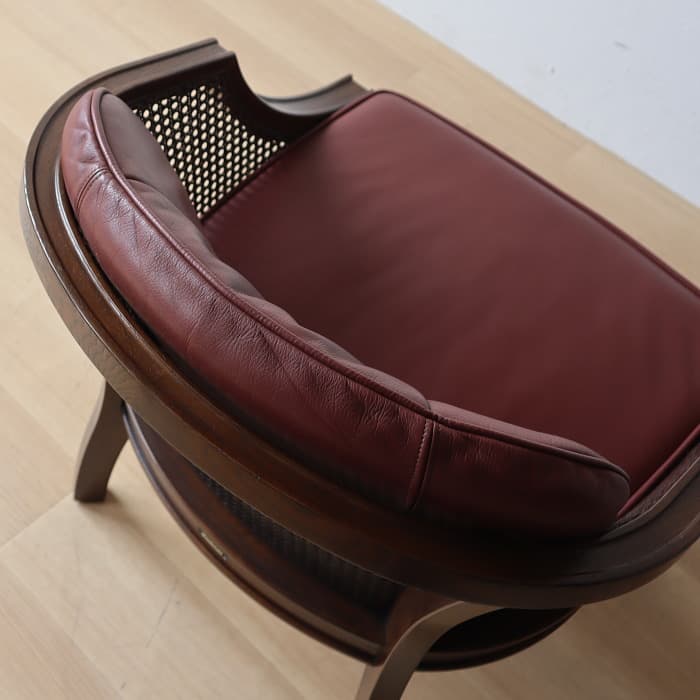 アンティーク カリモク Domani 一人掛け椅子 本革 ナラ材