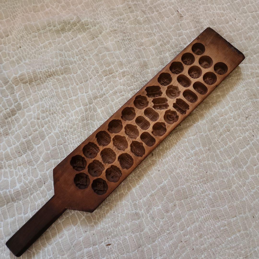 砂*薇様 菓子木型-204　古い 木型 菓子型 和菓子 木製 古道具 古物
