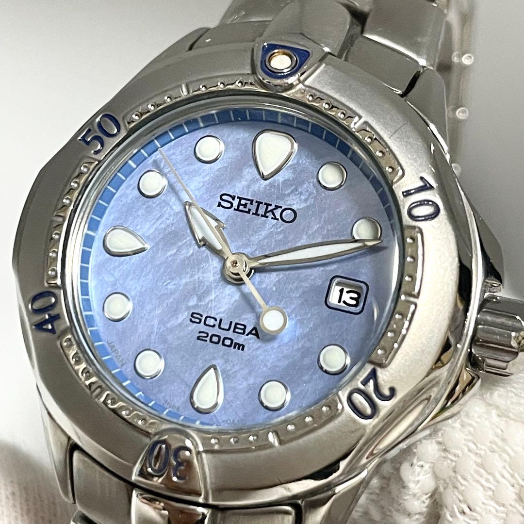 【稼働/新品電池】セイコー　スキューバ ダイバーズウォッチ　シェル文字盤　腕時計