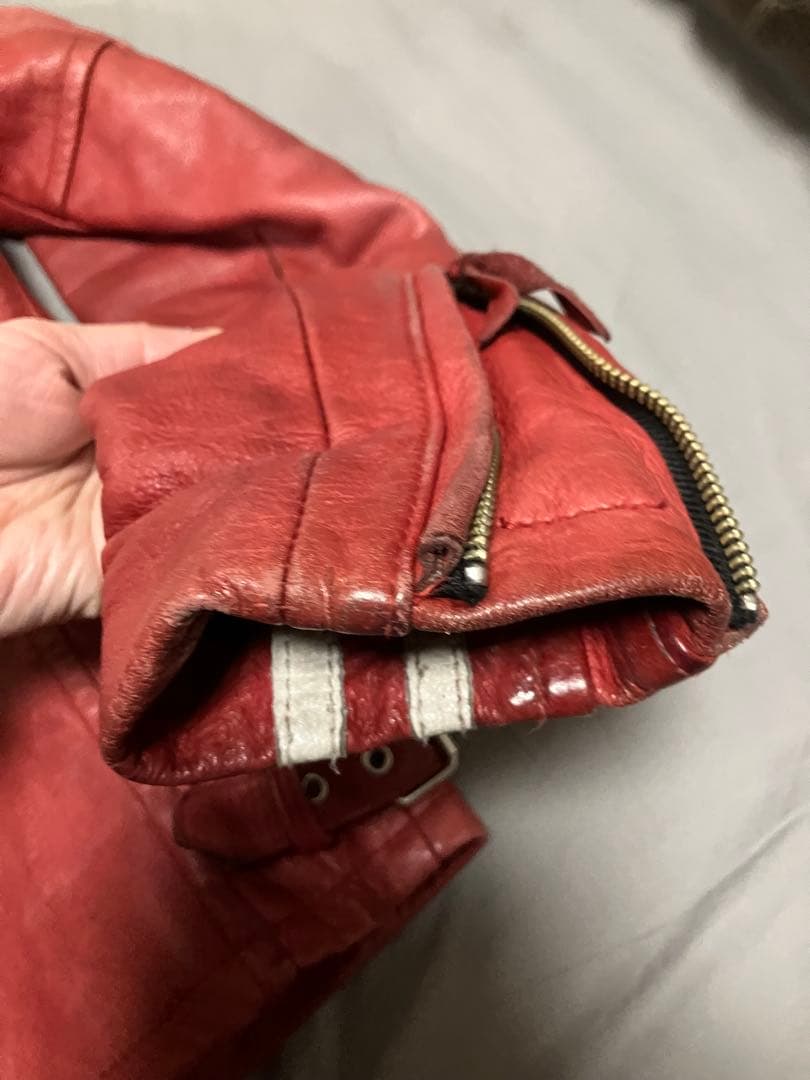 希少 Schottクラシックレーサージャケット レッド XS ラムレザー 羊革