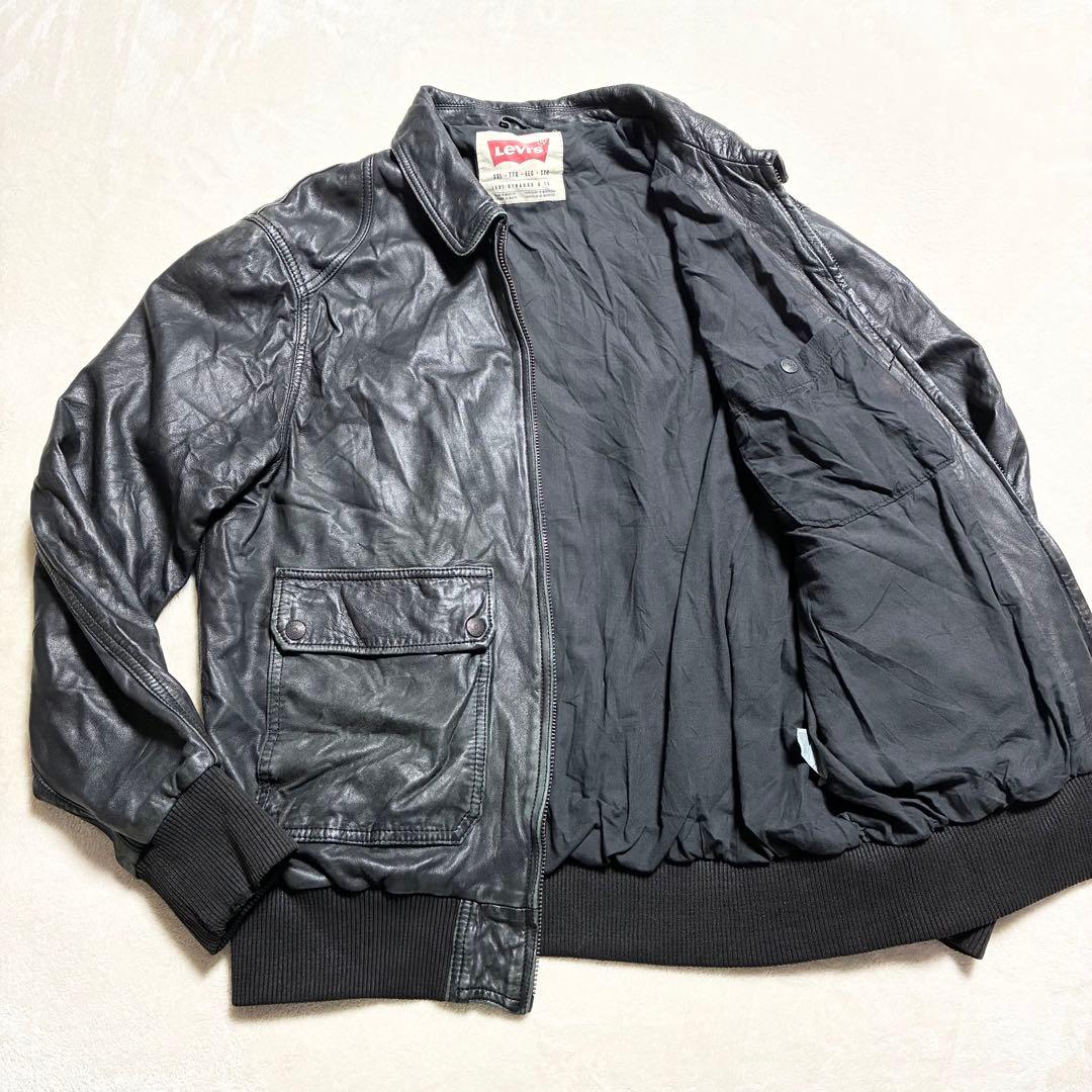 【状態良好】Levi's☆レザージャケット☆羊革☆ブラック☆XXLサイズ☆大きめ