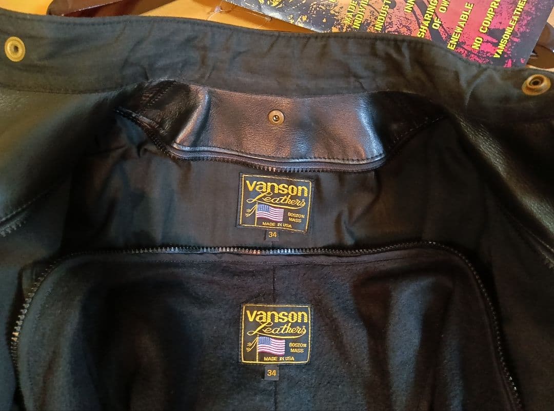 こ*吉様 超美品VANSON TYPE Bシングルライダース34黒ブラック付属品