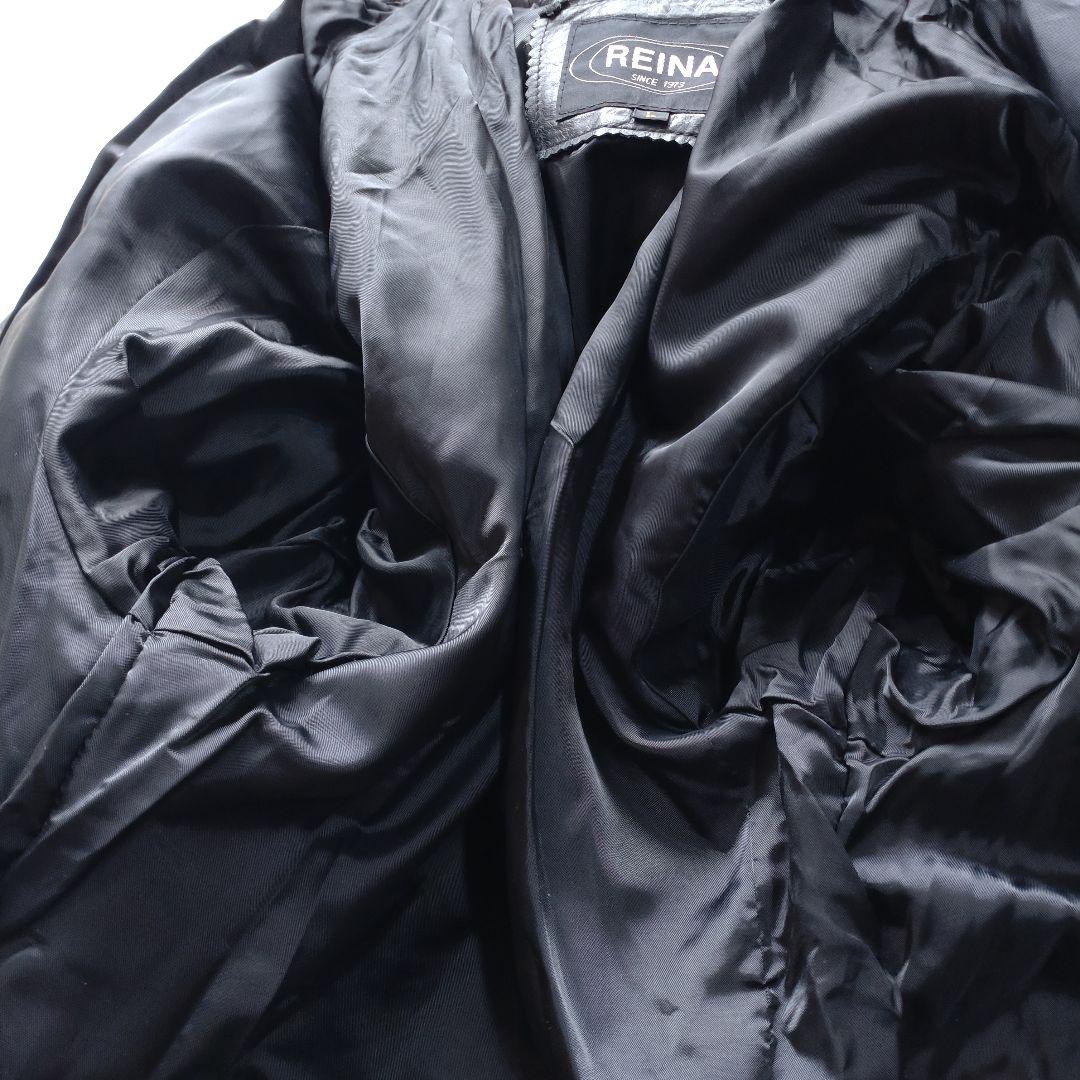 【定価25万】リアルレザー ロングダウンコート 黒 L フード取り外し可 防寒