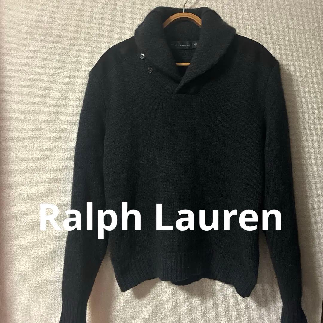 Ralph Lauren ショールカラーエルボーパッチニットカシミヤセーター　Ｌ