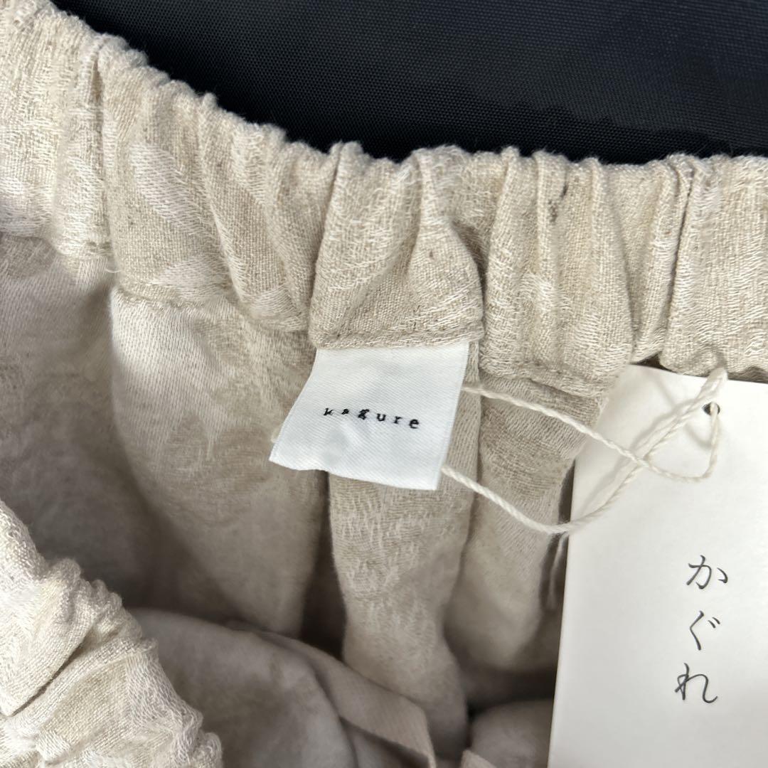 未使用✨かぐれ コットンリネンジャガードスカート フレア リネン 総柄 タック