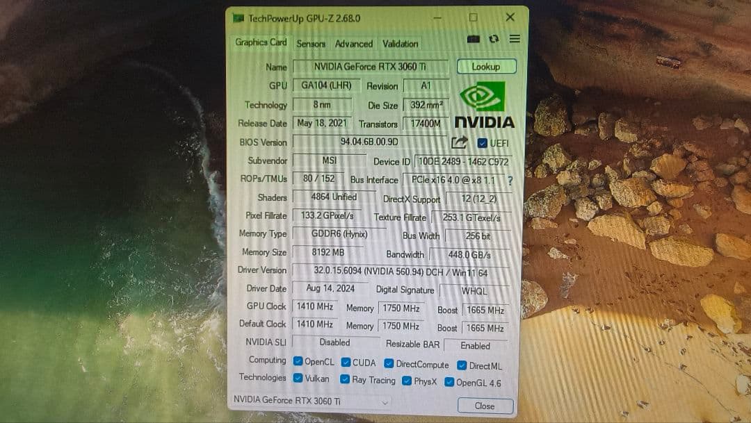 ジャンク MSI RTX 3060TI VENTUS 2X  8G 動作確認済み