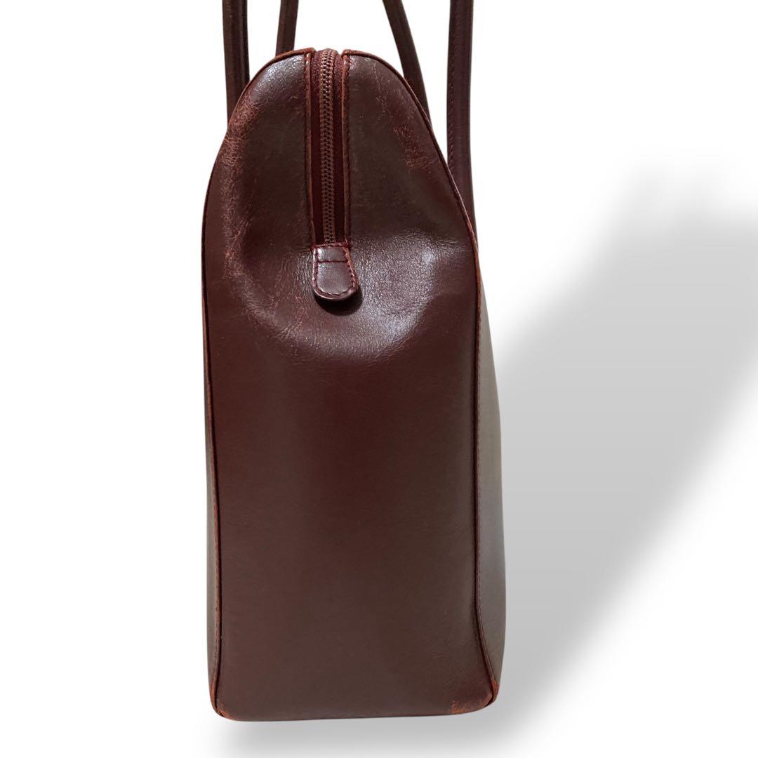 【ヴィンテージ】カルティエ　ブリーフケース　ボルドー　レザー　トートバッグ大容量