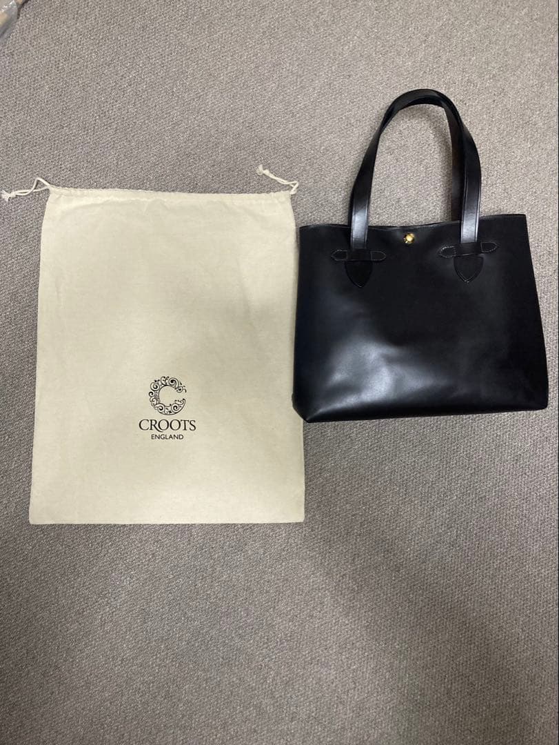 【新品同等】英国製 CROOTS ブライドルレザー トートバッグ ダークブラウン