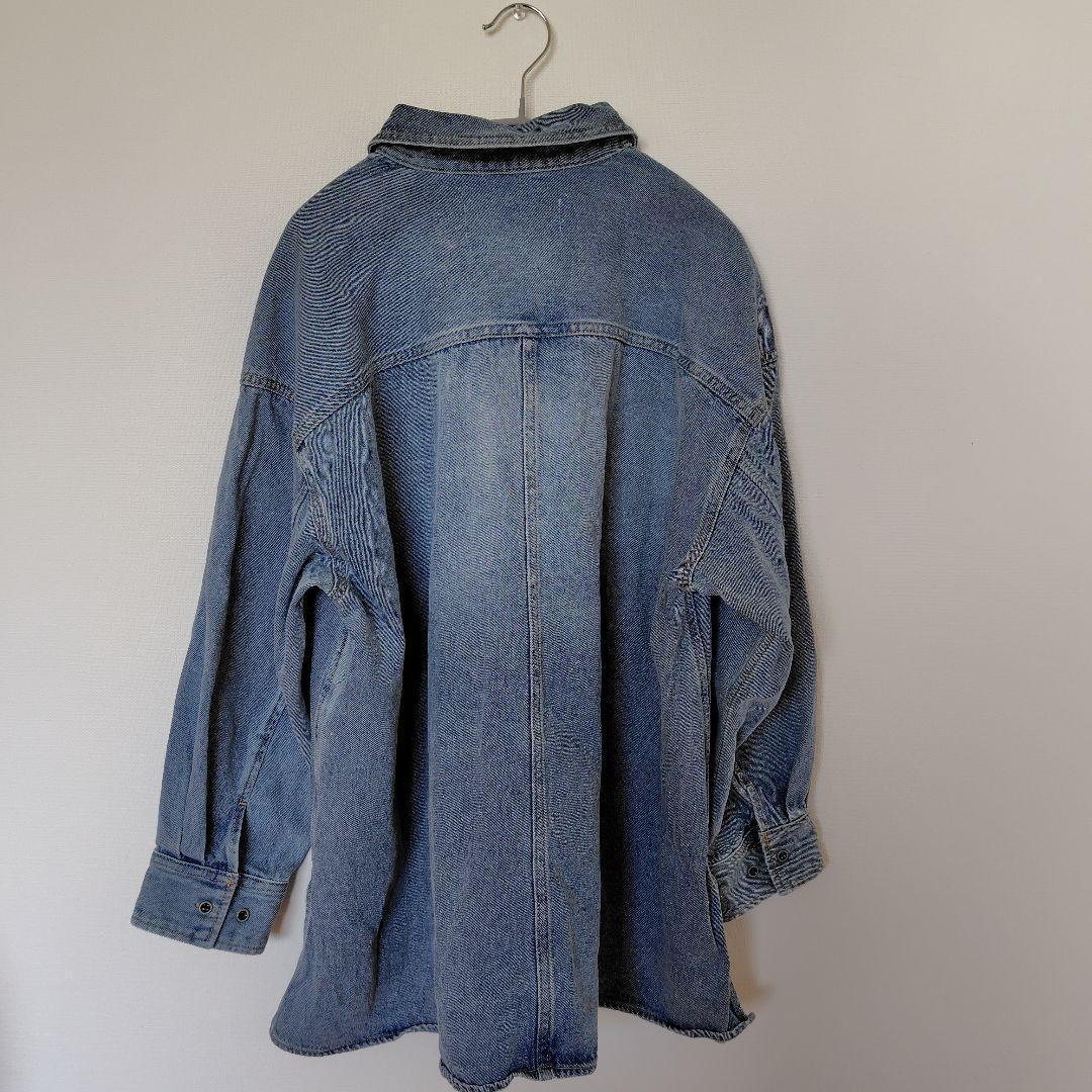 期間限定価格　ヴィンテージライクデニムチュニックシャツ　　ブルー　ピュアルセシン