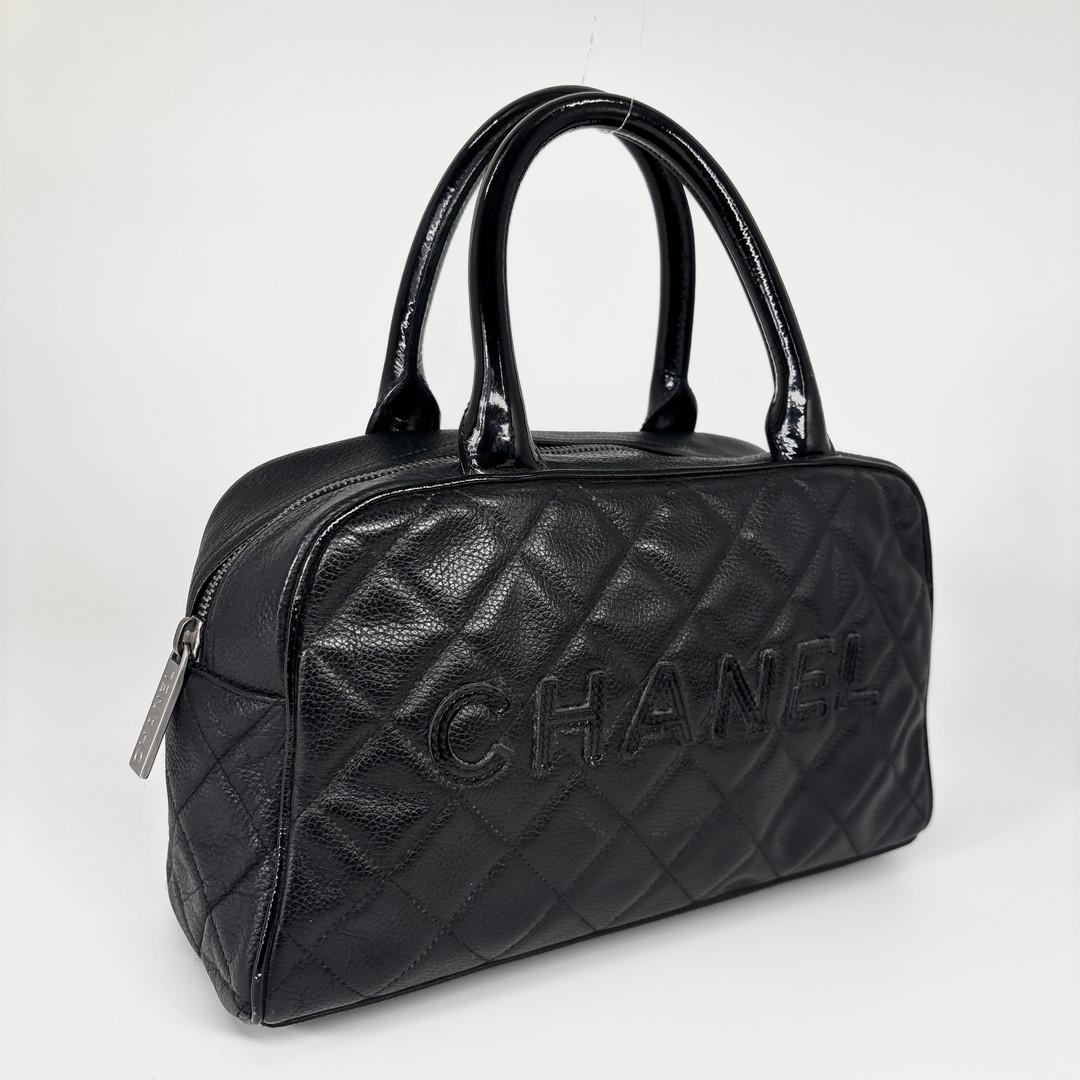 超極美品 シャネル キャビアスキン ハンドバッグ ミニボストンバッグ ブラック