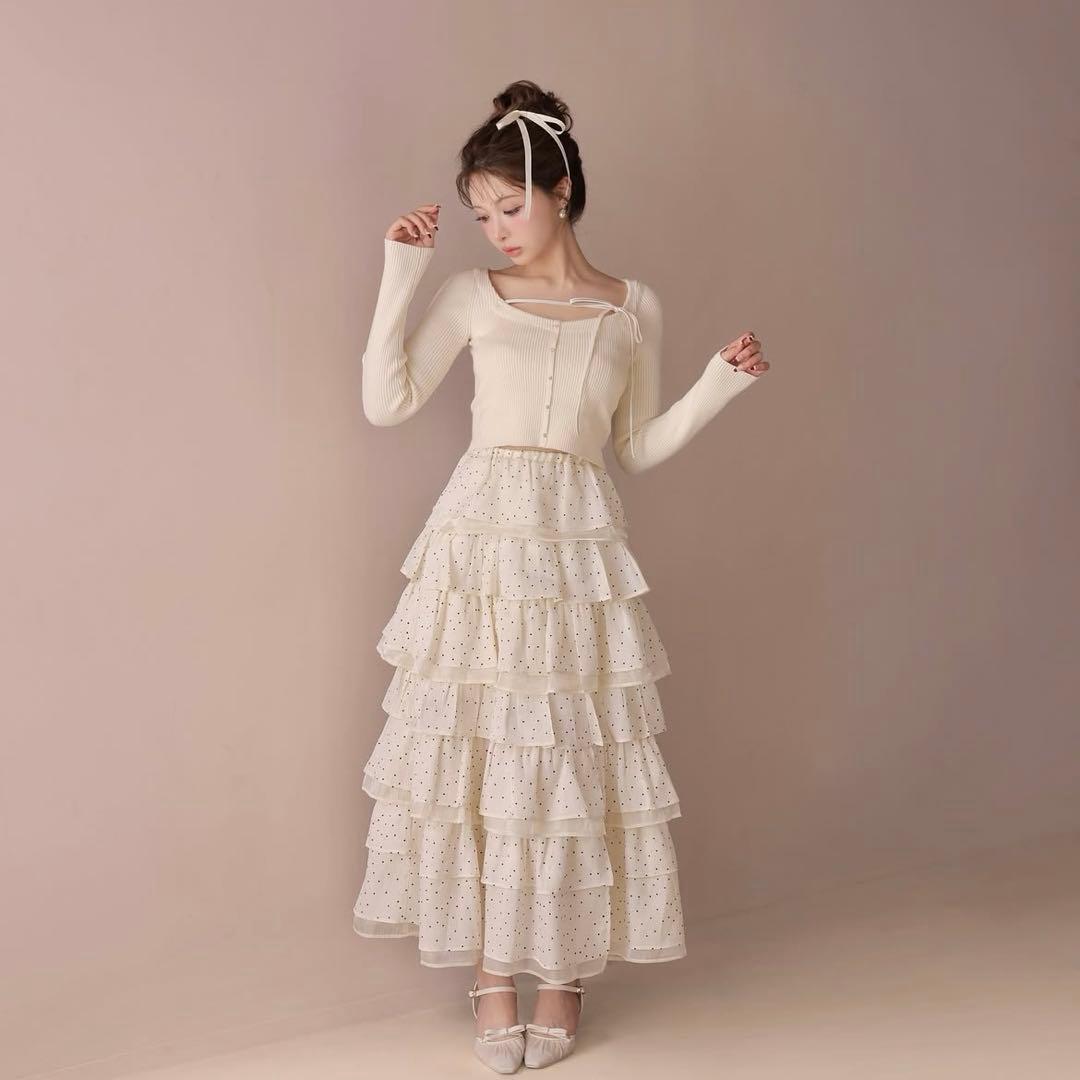 M me eme Lily dot tiered frill skirt 完売品