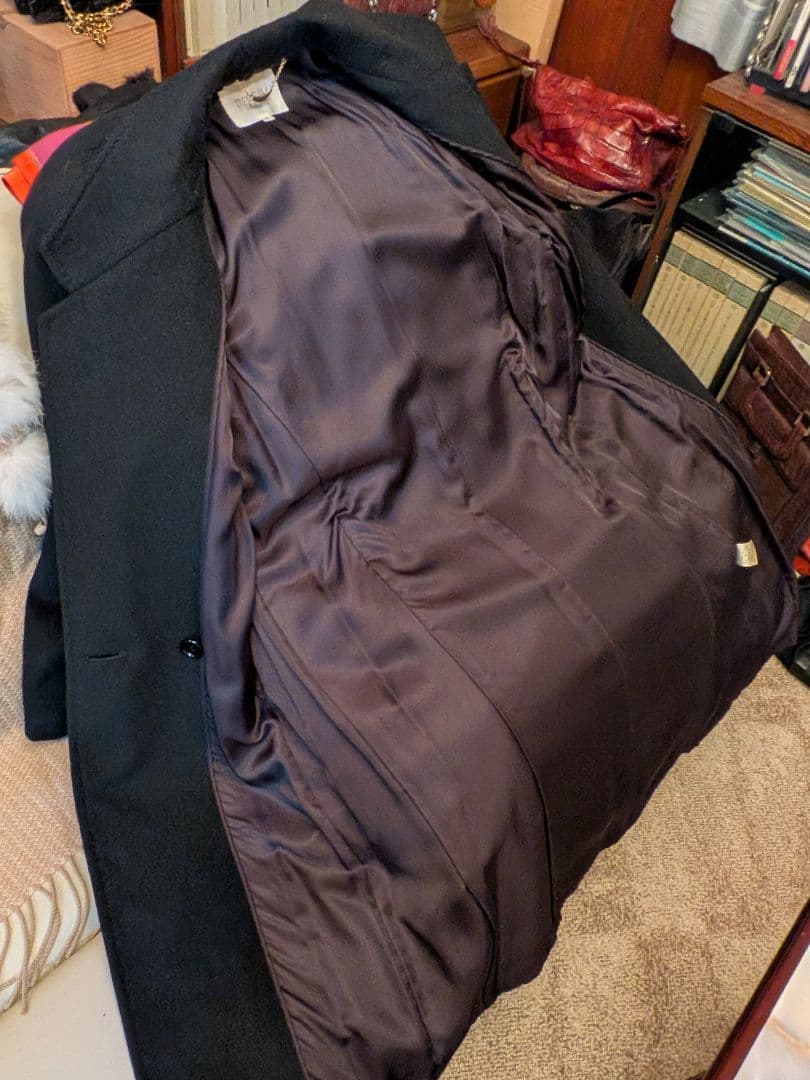 漆黒の華　最高級ピュアカシミアチェスターコート他2点　ブラック　百貨店購入