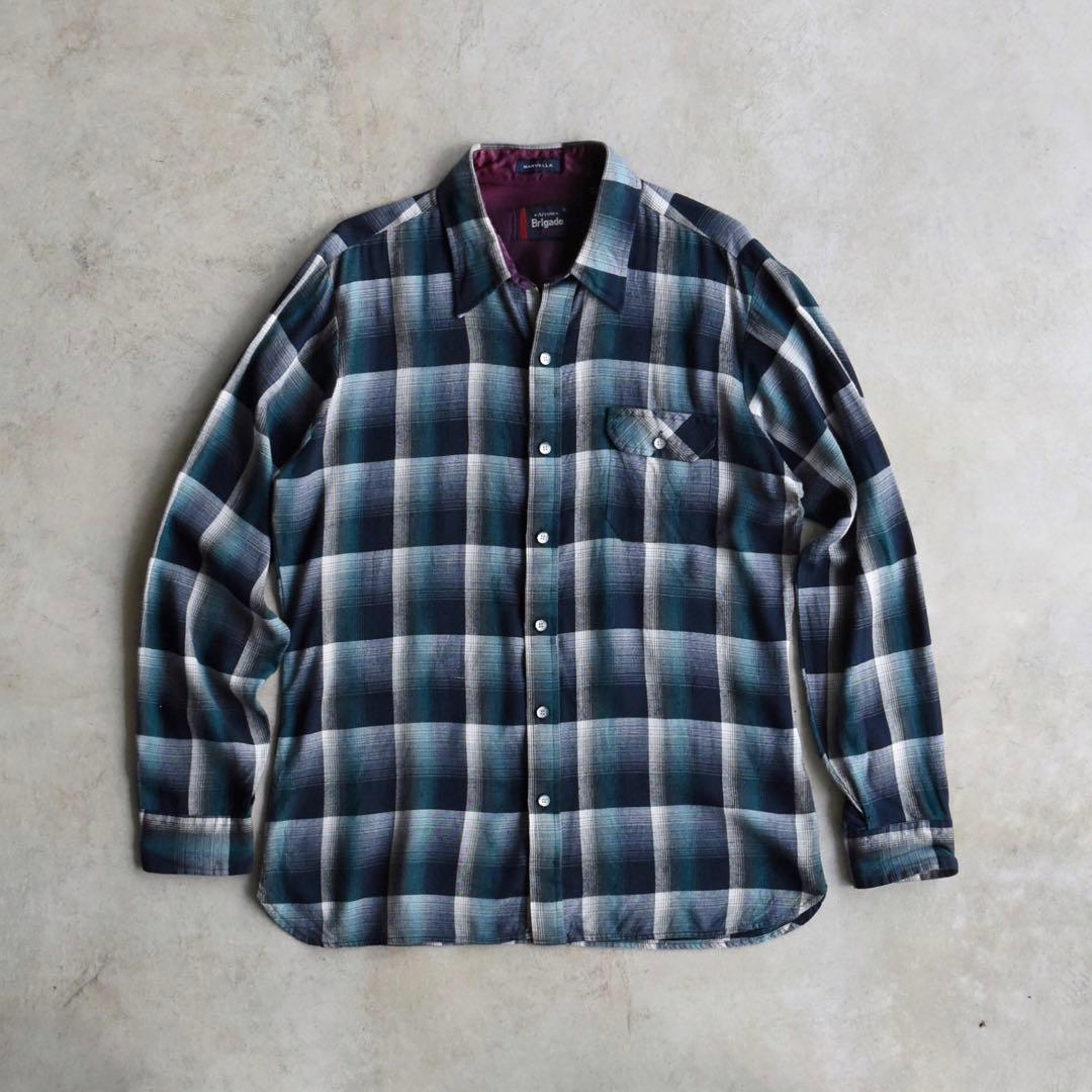 60s ARROWアロー オンブレチェック レーヨン 長袖シャツ ヴィンテージ