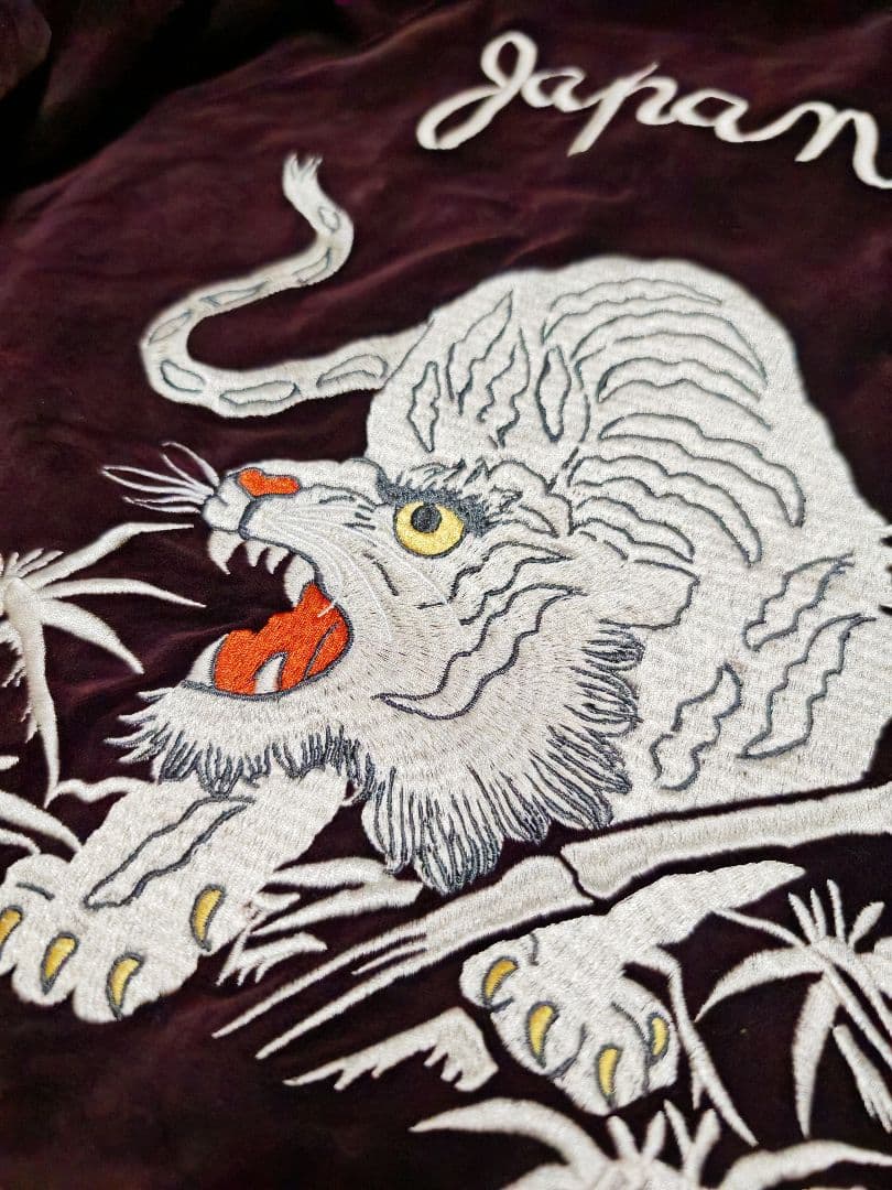 美品 2面用AVIREX USA 別珍 虎日本 スカジャン unisex サテン