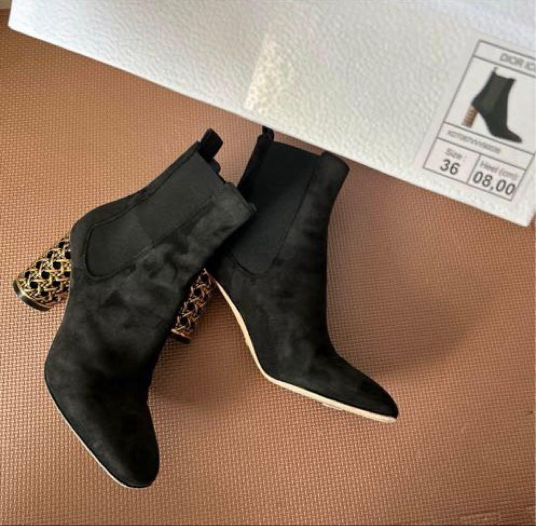 【完売品】DIORクリスチャンディオール　カナージュサイドゴアショートブーツ36