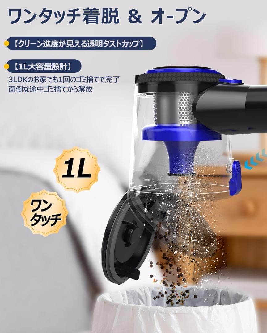 コードレス掃除機 Zyvrex ネイビーブルー スティッククリーナー 未使用品